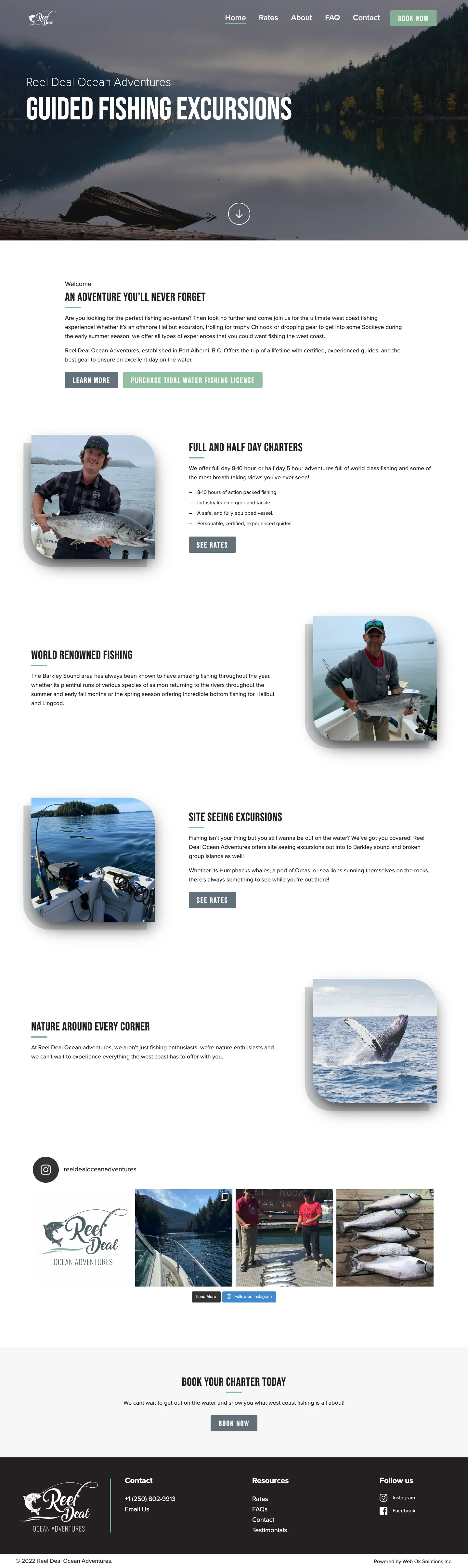 Reel Deal Ocean Adventures Website screenshot